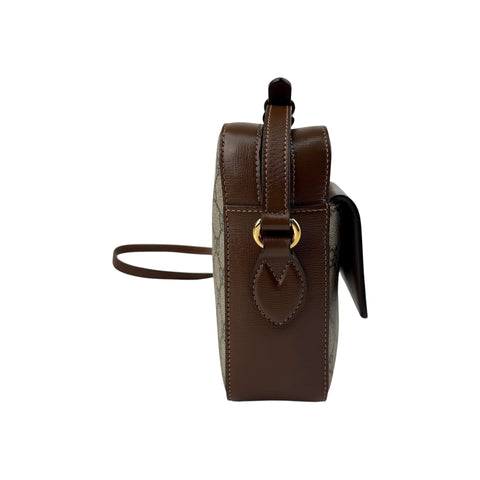 Gucci Brown/Beige GG Supreme Canvas and Leather Small Horsebit 1955 Shoulder Bag