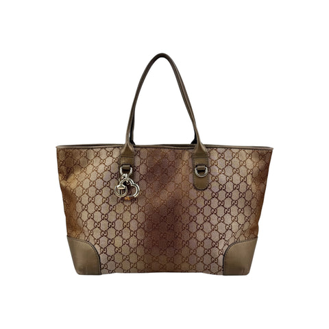 Gucci Brown Metallic Heart-Bit Top Handle Tote Bag