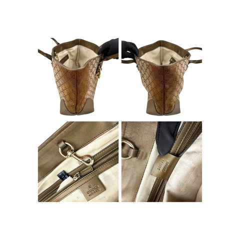 Gucci Brown Metallic Heart-Bit Top Handle Tote Bag