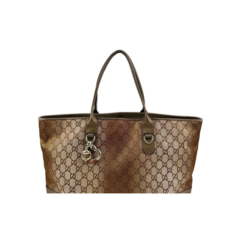 Gucci Brown Metallic Heart-Bit Top Handle Tote Bag