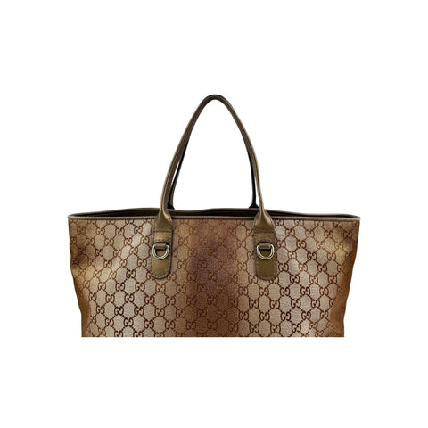 Gucci Brown Metallic Heart-Bit Top Handle Tote Bag