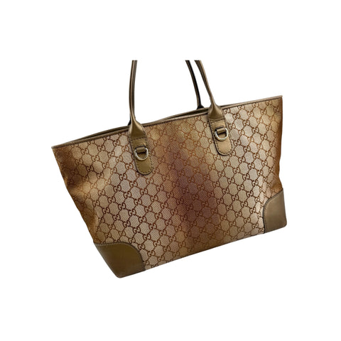 Gucci Brown Metallic Heart-Bit Top Handle Tote Bag