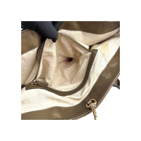 Gucci Brown Metallic Heart-Bit Top Handle Tote Bag
