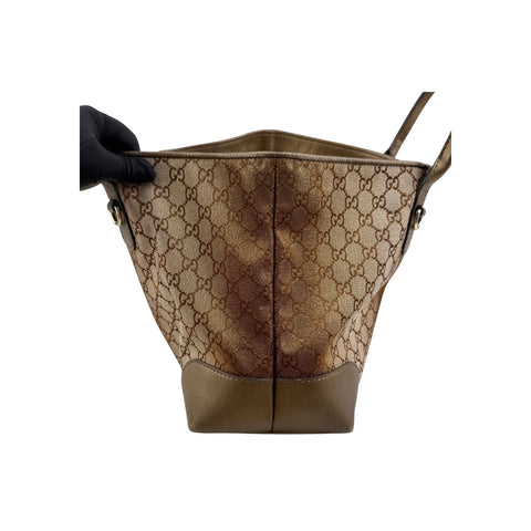Gucci Brown Metallic Heart-Bit Top Handle Tote Bag