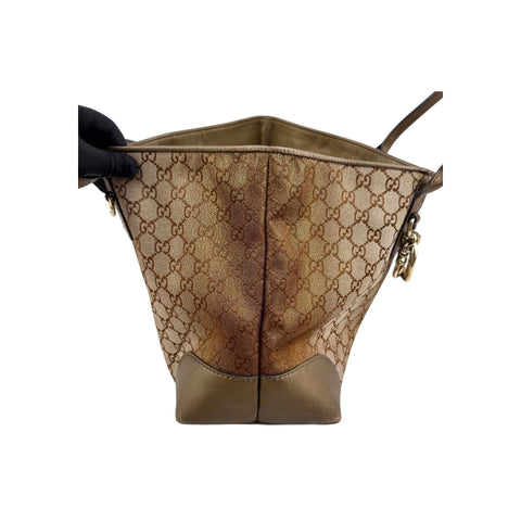 Gucci Brown Metallic Heart-Bit Top Handle Tote Bag