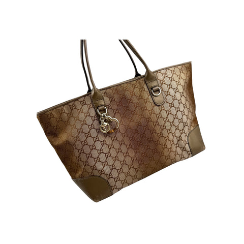 Gucci Brown Metallic Heart-Bit Top Handle Tote Bag