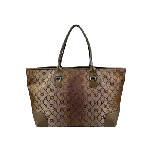 Gucci Brown Metallic Heart-Bit Top Handle Tote Bag