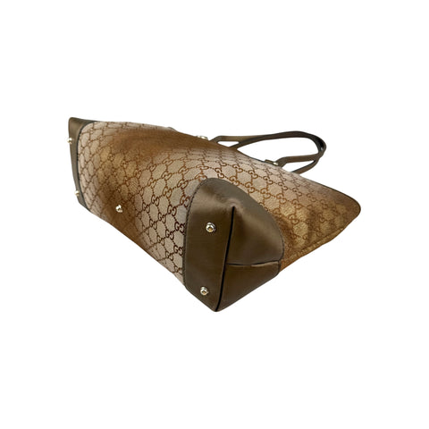 Gucci Brown Metallic Heart-Bit Top Handle Tote Bag
