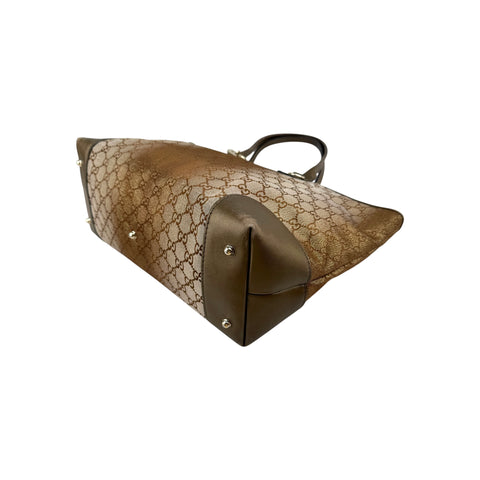 Gucci Brown Metallic Heart-Bit Top Handle Tote Bag