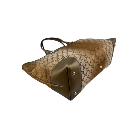 Gucci Brown Metallic Heart-Bit Top Handle Tote Bag