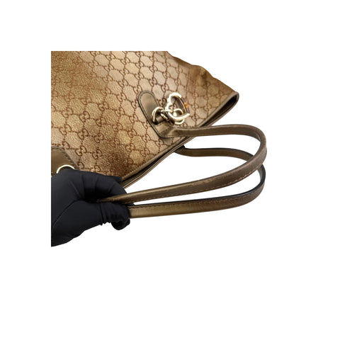 Gucci Brown Metallic Heart-Bit Top Handle Tote Bag