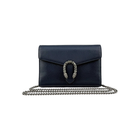 Gucci Dionysus Navy Leather Chain Shoulder Bag