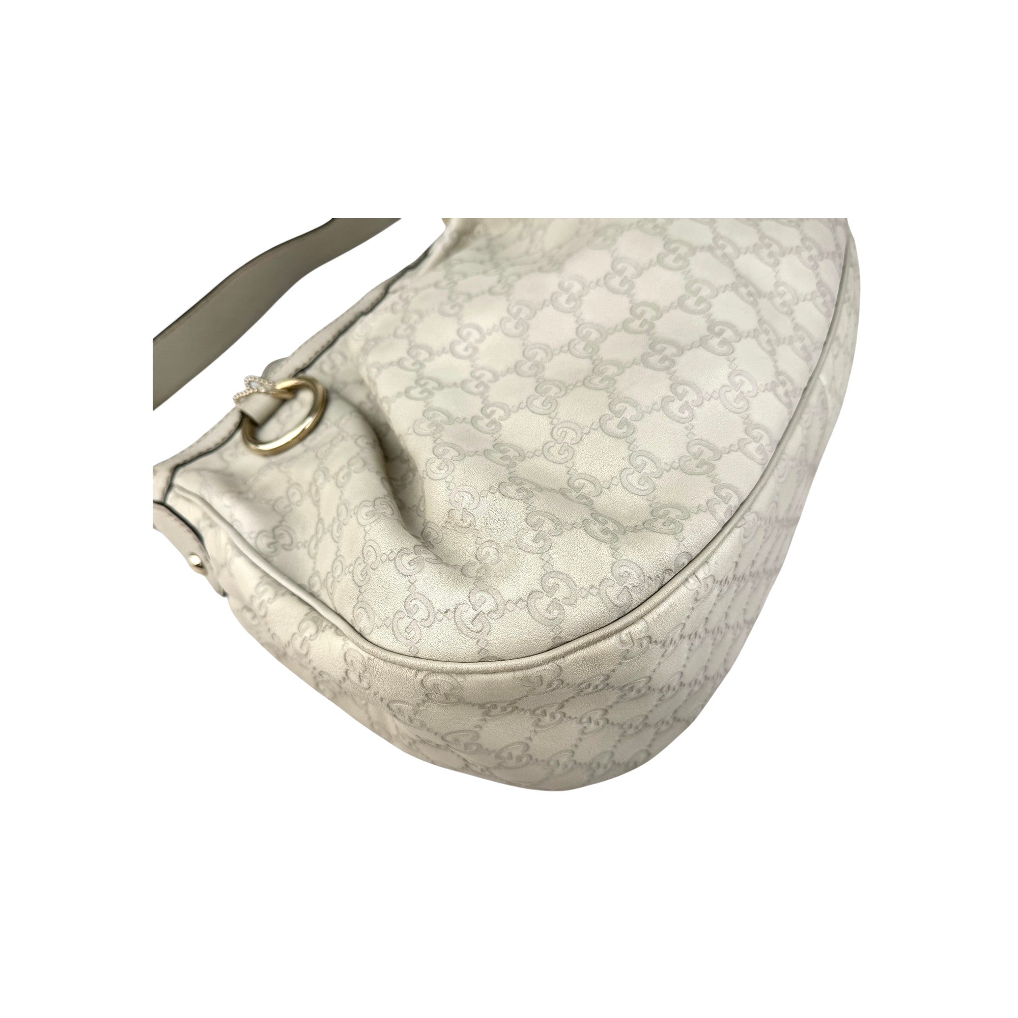 Gucci Ecru Guccissima Leather Sukey Shoulder Bag detail view
