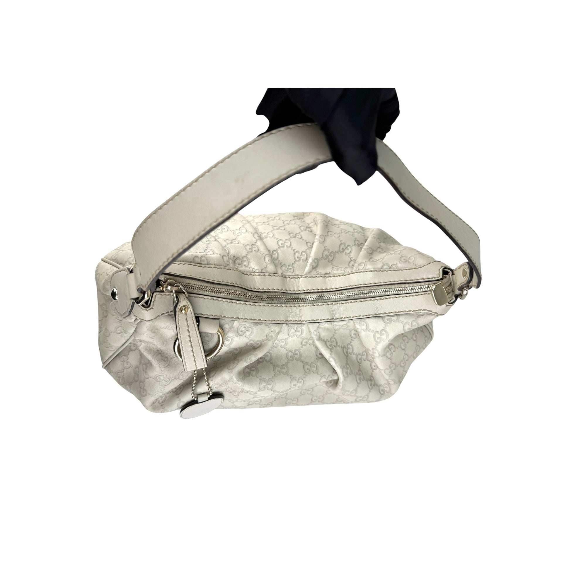 Gucci Ecru Guccissima Leather Sukey Shoulder Bag front view