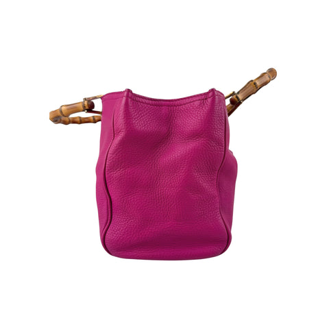Gucci Fuchsia Leather Medium Bamboo Shopping Leather Tote Bag