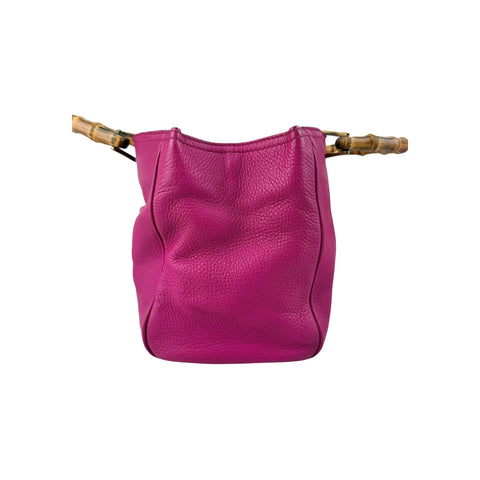 Gucci Fuchsia Leather Medium Bamboo Shopping Leather Tote Bag