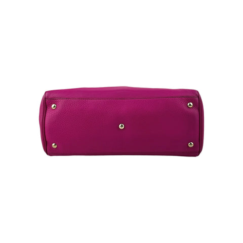 Gucci Fuchsia Leather Medium Bamboo Shopping Leather Tote Bag