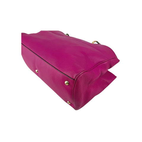 Gucci Fuchsia Leather Medium Bamboo Shopping Leather Tote Bag