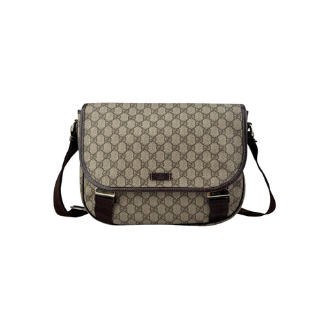 Gucci GG Brown Supreme Monogram Coated Canvas Large Messenger Bag