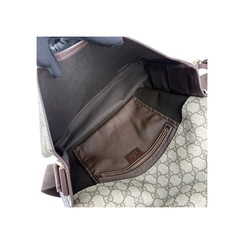 Gucci GG Brown Supreme Monogram Coated Canvas Large Messenger Bag
