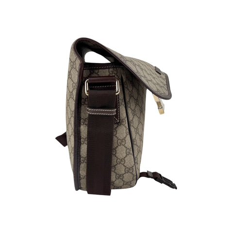 Gucci GG Brown Supreme Monogram Coated Canvas Large Messenger Bag