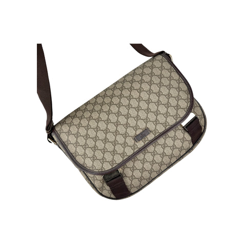 Gucci GG Brown Supreme Monogram Coated Canvas Large Messenger Bag