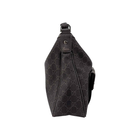 Gucci GG Canvas Brown Shoulder Bag Leather Cloth
