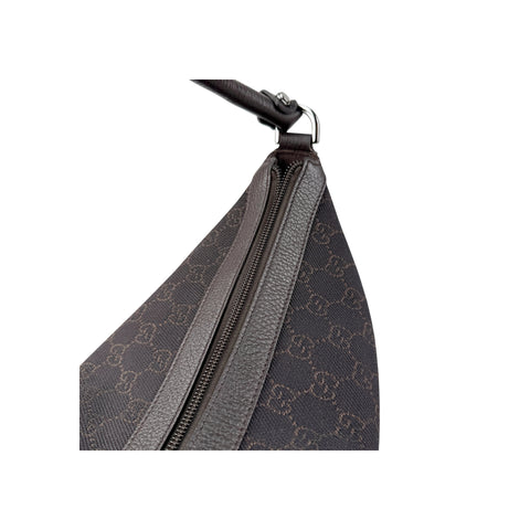 Gucci GG Canvas Brown Shoulder Bag Leather Cloth