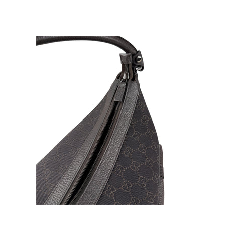 Gucci GG Canvas Brown Shoulder Bag Leather Cloth