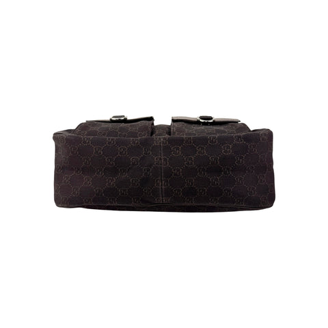Gucci GG Canvas Brown Shoulder Bag Leather Cloth