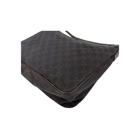 Gucci GG Canvas Brown Shoulder Bag Leather Cloth