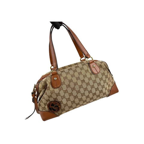 Gucci Brown GG Canvas Boston Shoulder Bag