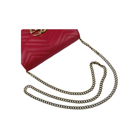 Gucci GG Marmont Matelasse Red Leather Crossbody Bag