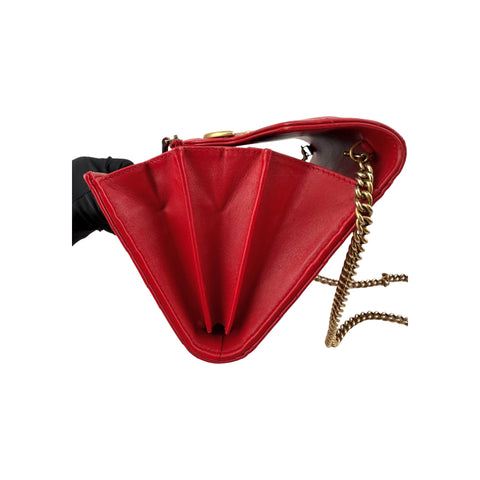 Gucci GG Marmont Matelasse Red Leather Crossbody Bag