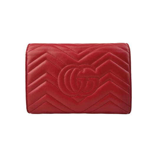 Gucci GG Marmont Matelasse Red Leather Crossbody Bag