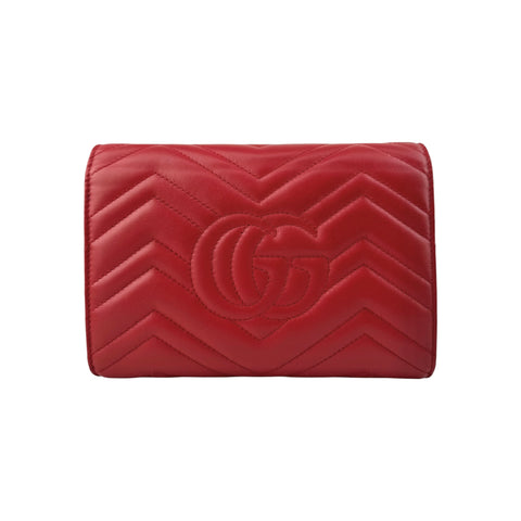 Gucci GG Marmont Matelasse Red Leather Crossbody Bag