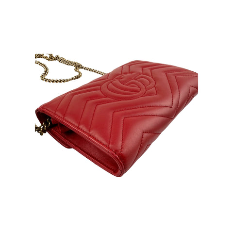 Gucci GG Marmont Matelasse Red Leather Crossbody Bag