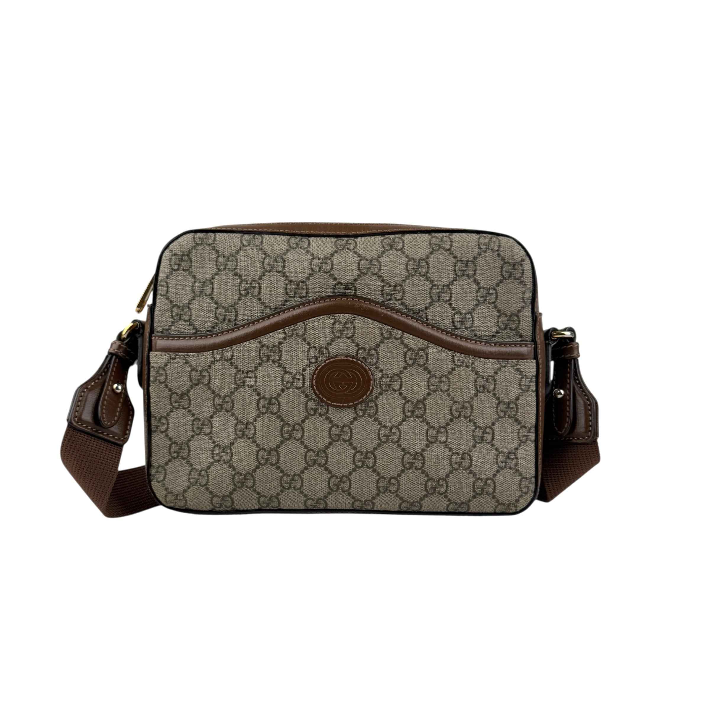 Gucci GG Supreme Messenger Brown Bag