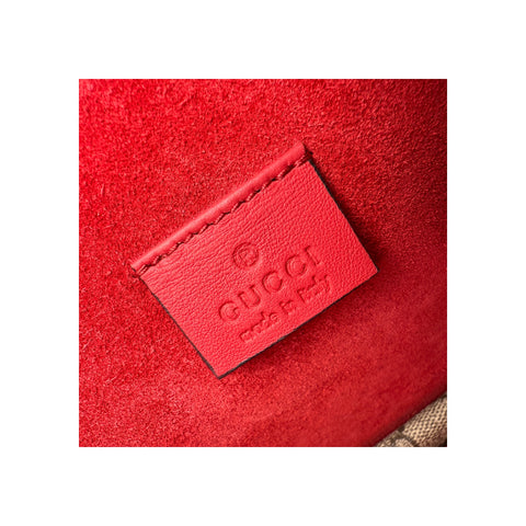 Gucci GG Supreme Monogram Suede Dionysus Shoulder Bag Beige Ebony Vulcanic Red