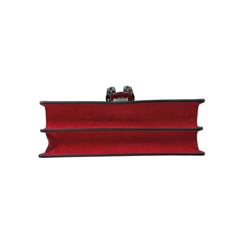 Gucci GG Supreme Monogram Suede Dionysus Shoulder Bag Beige Ebony Vulcanic Red