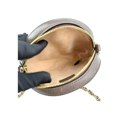 Gucci GG Supreme Monogram Web Mini Ophidia Round Brown Shoulder Bag
