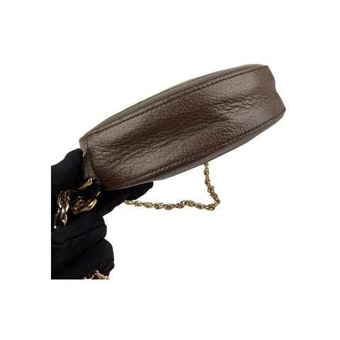 Gucci GG Supreme Monogram Web Mini Ophidia Round Brown Shoulder Bag