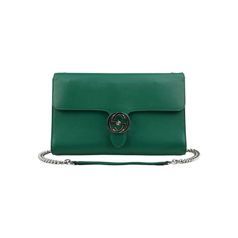 Gucci Green Interlocking G Leather Chain Shoulder Bag