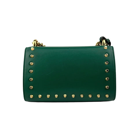 Gucci Green Leather Faux Pearl Stud Padlock Shoulder Bag