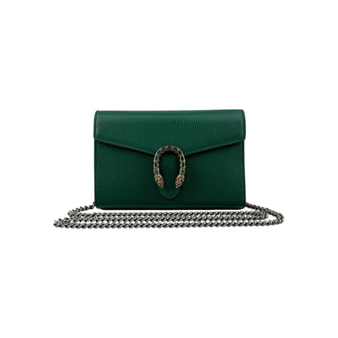 Gucci Green Leather Mini Dionysus Crystals Shoulder Bag