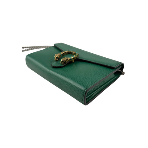 Gucci Green Leather Mini Dionysus Crystals Shoulder Bag