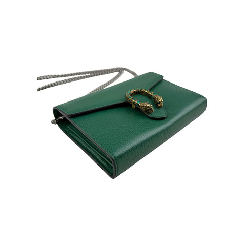 Gucci Green Leather Mini Dionysus Crystals Shoulder Bag
