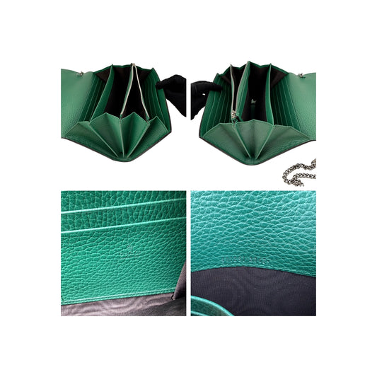 Gucci Green Pebbled Leather Dionysus Mini Wallet on Chain Bag