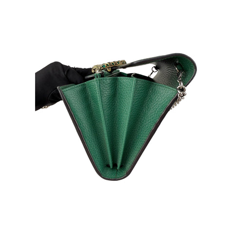 Gucci Green Pebbled Leather Dionysus Mini Wallet on Chain Bag