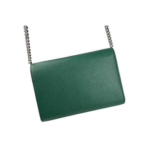 Gucci Green Pebbled Leather Dionysus Mini Wallet on Chain Bag
